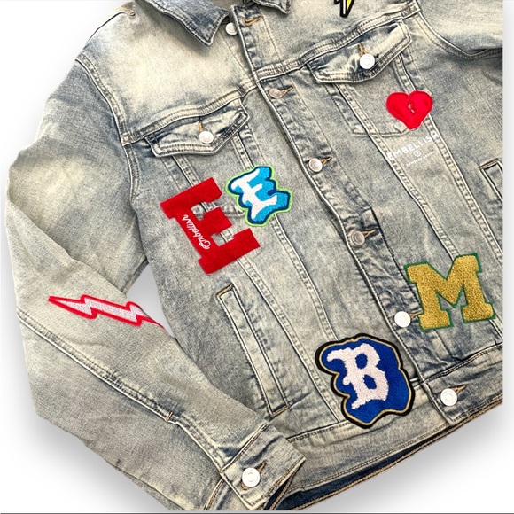 NWT Embellish NYC Devin Denim Patch Jacket Size Med - Picture 8 of 12